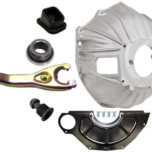 NEW SWS CHEVY ALUMINUM BELLHOUSING, FLYWHEEL INSPECTION COVER, THROWOUT BEARING, CLUTCH FORK, CLUTCH FORK BOOT & CLUTCH PIVOT BALL, GM 621 3899621 REPLACEMENT FOR SBC & BBC FOR 11" MANUAL CLUTCH APPLICATIONS