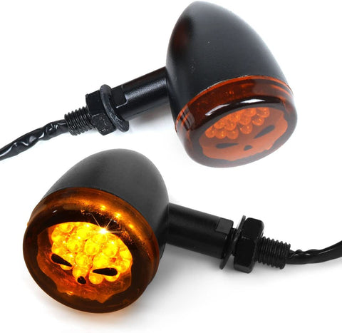 2pcs LED Turn Signal Lights Motorcycle Indicators Blinker Amber Light Universal 12V for Harley Honda Yamaha Suzuki (Turn Signal Lights B)