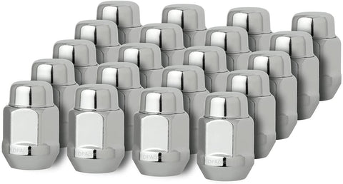 DPAccessories D3715-2305/20 20 Chrome 12x1.25 Closed End Bulge Acorn Lug Nuts - Cone Seat - 13/16