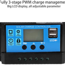 Solar Charge Controller, Solar Panel Charge Controller 60A/50A/40A/30A/20A/10A 12V 24V Auto Solar Charge Controller Solar Battery Charger LCD Display Dual USB Port (50A)