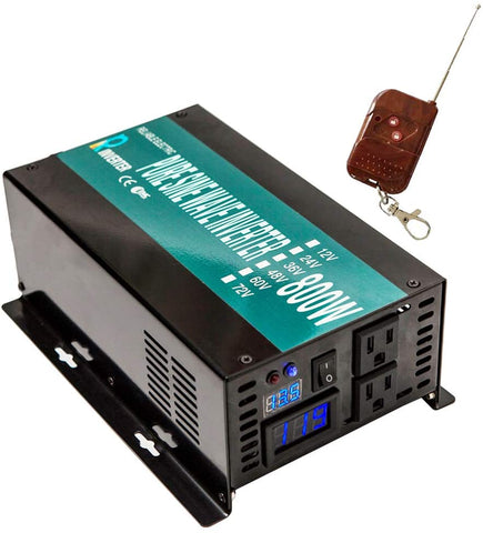 WZRELB RBP80012VCRT 800W 12V 120V Pure Sine Wave Solar Power Inverter with Remote Control Switch