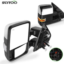 SCITOO Towing Mirrors with Puddle Light Chrome Tow Mirrors Compatible Fit for 2004-2014 F-150 with Auxiliary Lights Turn Signal Power Control Heated Manual Telescoping Folding