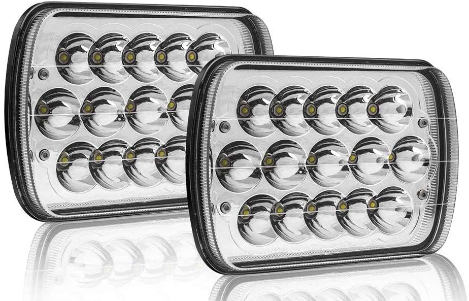 Clear 7x6 inch Led Headlights Led Sealed Beam Headlamp with High Low Beam H6054 6054 Led Headlight for Jeep Wrangler YJ Cherokee XJ H5054 H6054LL 6052 6053 2Pc 5x7