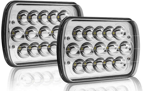 Clear 7x6 inch Led Headlights Led Sealed Beam Headlamp with High Low Beam H6054 6054 Led Headlight for Jeep Wrangler YJ Cherokee XJ H5054 H6054LL 6052 6053 2Pc 5x7