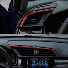Thenice 2pcs Center Consoles Stickers Air Vent Trims Dash Board Panel Strips Inner Decals for 10th Gen Honda Civic 2020 2019 2018 2017 2016 -Red