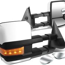 Replacement for Silverado/Sierra Chrome Powered Heated Glass Amber LED Signal Towing+Adjustable Corner Blind Spot Mirror