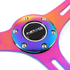 NRG Innovations ST-015MC-NYW 350mm Neo Chrome Spoke Neon Yellow Wood Grain Steering Wheel