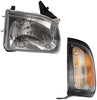 4 Piece Set Halogen Headlights w/Park Signal Corner Marker Lamps w/Black Bezels Replacement for 01-04 Toyota Tacoma Pickup Truck
