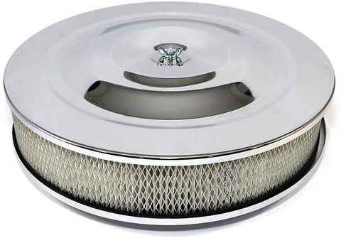 Assault Racing Products A2148BOX 14 x 3 Round Chrome Air Cleaner Assembly with Flat Base