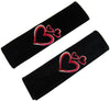 Pair of Embroidered Polyester Seat Belt Pads - Red, Pink, and White Hearts