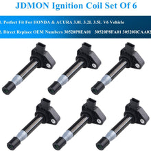 JDMON Compatible with Ignition Coil Honda Accord Odyssey Pilot Ridgeline Acura MDX TL RL CL 3.0L 3.2L 3.5L V6 1999-2009-Replaces OEM Part #30520P8EA01 30520P8FA01 30520RCAA02 Pack of 6