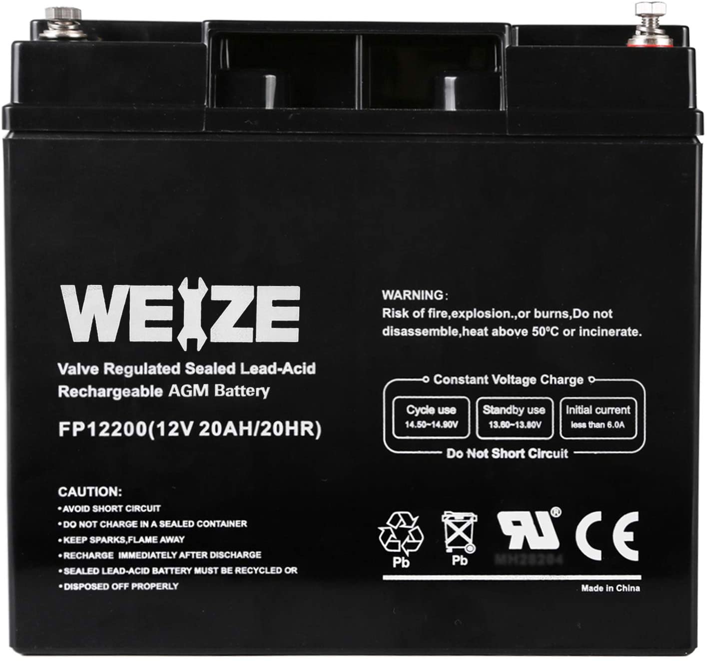 Weize 12V 20AH Lead Acid Battery Replace UB12200 FM12200 6fm20 EXP12200 12V 20AH 22AH Batteries