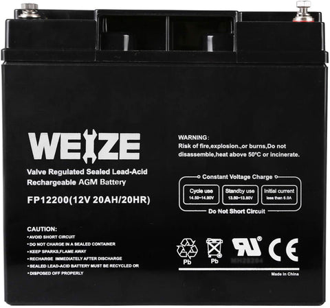 Weize 12V 20AH Lead Acid Battery Replace UB12200 FM12200 6fm20 EXP12200 12V 20AH 22AH Batteries