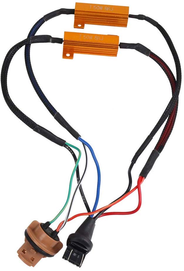 uxcell 2pcs 7443 7444 LED Turn Signal Light Anti Flicker Resistor Canceller Decoder 50W DC 12V 8R