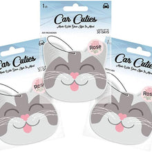 Car Cuties Cute CAT CAR AIR FRESHENER - Cute Cat Design, Long-Lasting Scent, Portion of Proceeds Benefit Paws Chicago (Rose - Pack of 3)