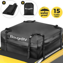 BougeRV Rooftop Cargo Carrier Bag with Protective Mat 15 Cubic Feet Waterproof Car Roof Carrier Bag Roof Top Cargo Luggage Storage Bag for Cars with Roof Racks or Cross Bars SUV Van Truck