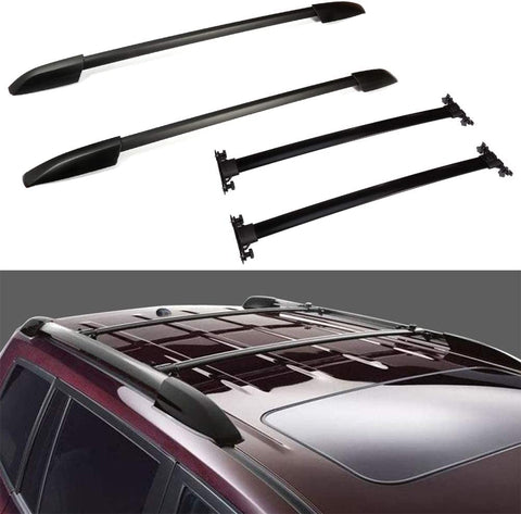 AUTOMUTO Crossbars + Side Rails fit for Toyota Highlander 2008-2013 Aluminum Black Roof Top Bar Luggage Carrier