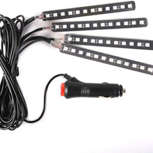 Suuonee Car RGB LED Strip Light, 12V, 4x12 SMD, for Car Interior, RGB, Blue, default