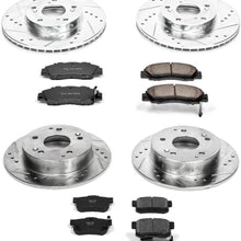 Power Stop K1042 Front & Rear Brake Kit with Drilled/Slotted Brake Rotors and Z23 Evolution Ceramic Brake Pads