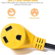 Snowy Fox RV 15Amp to 30Amp Adapter - 15Male/30Female Camper RV Electrical Adapter Power Cord with Innovative 180 Degree Bend Design Easy Ergonomic Grip Handle, 18inches,12AWG 125V/1875W