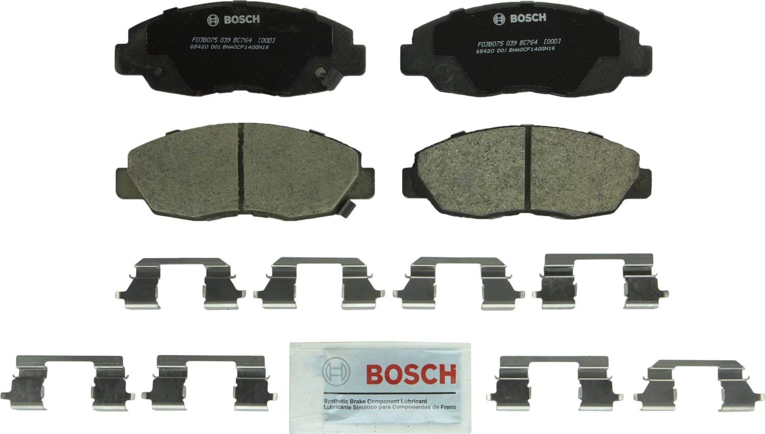 Bosch BC764 QuietCast Premium Ceramic Disc Brake Pad Set For: Honda Accord, Insight, Front