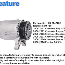 labwork AC Compressor & A/C Clutch CO 21471LC Replacement for Chevrolet Impala Malibu Monte Carlo Pontiac G6 3.5L 3.9L 2006-2011
