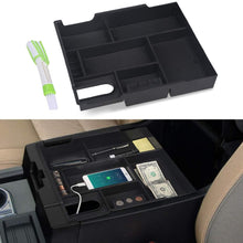 VANJING Center Console Organizer Compatible for 2014 2015 2016 2017 2018 2019 2020 Toyota Tundra Accessories ABS Black Materials Tray Armrest Secondary Storage Box with A Cleaner Brush