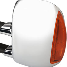 Replacement for Super Duty Black Manual Telescoping Extendable Amber Signal Towing Side+Circle Blind Spot Mirror