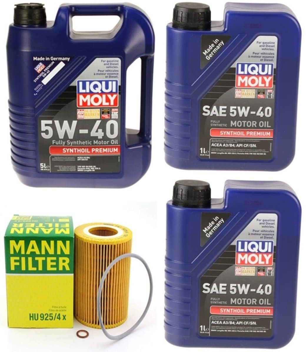 Mann Oil Change Kit w Filter HU925/4x + LiquiMoly5W-40 Compatible with 96-06 BMW E36/E39/E46/E83 2.5L OR 3.0L M54
