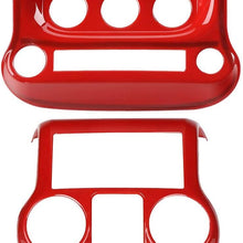JeCar Center Console Panel & Air Conditioning Switch Panel Trim Cover ABS Interior Trim Kit for 2011-2018 Jeep Wrangler JK JKU, Red