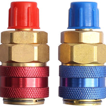 CENTAURUS R134A Low High Side Auto Car Quick Coupler Connector Brass Adapters Air Conditioning Refrigerant Adjustable AC Manifold Gauge (1 Pair)