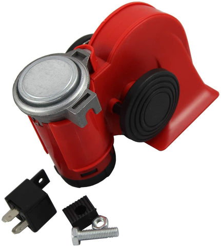 JDMSPEED New Nautilus Super Loud 12v Red Twin Auto Machine Air Horn 139dB Universal ATV