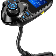Nulaxy Bluetooth Car FM Transmitter Audio Adapter Receiver Wireless Hands Free Car Kit W 1.44 Inch Display - KM18 Black (Single)