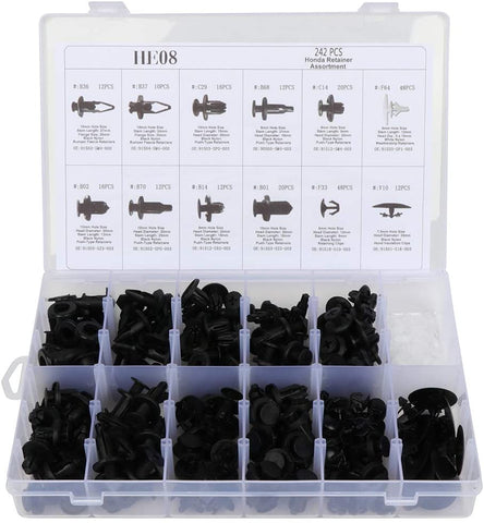 ECCPP Car Clips Pushtype Retainer Clips Kit with 12 Sizes Panel Trim Fasteners Rivet Kits Fit for GM Toyota Honda Ford Chrysler,242Pcs