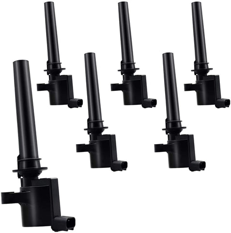 Ignition Coil 6 Pack Compatible with 2001-2008 Ford Escape Five Hundred Freestyle Taurus - Mazda Tribute -Mercury Mariner Montego Sable 3.0 L V6 DG500 DG513 8LZ-12029-AB 18LZ-12029-AA 2M2Z-12029-AC
