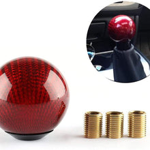 Carbon Fiber Style Gear Shift Knob Universal Shifter Knobs with 3 Adapters Stick Shifter Round Ball Red
