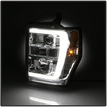 V2 LED Tube DRL Aftermarket Replacement Headlights for Ford F250 350 450 08-10 - Chrome/Clear Lens