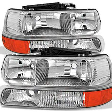 For 00-06 Chevy Suburban | 99-02 Silverado | Tahoe Clear Headlights With Corner Bumper Lights Replacement Pair Set