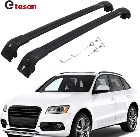 2 Pieces Cross Bars Fit for Audi Q5 2012-2017 Black Cargo Baggage Luggage Roof Rack Crossbars