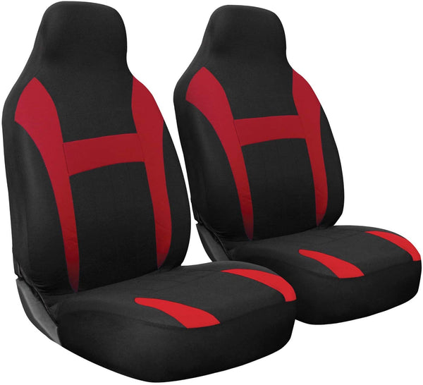 OxGord Car Seat Cover - Poly Cloth Two Toned Front Low Bucket Seat -Universal Fit Cars, Trucks, SUVs, Vans - 2 pc Set