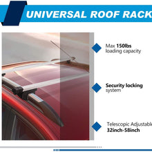 BUNKER INDUST 58" Car Rooftop Cross Bars, Universal Side Rail Mounted Adjustable Aluminum Roof Rack Crossbars with Keyed Locking Mechanism for Vehicles-Carry Your Kayak, Cargo Basket, Roof Bag Safely