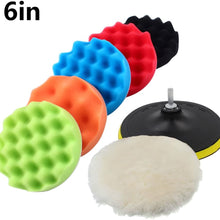 Yosoo Buffing Pads Polishing Pads, 7Pcs 6Inch Waxing Sponge Buffing Pads Kit Set Car Polisher Compound Auto Car Polisher with M14 Drill Adapter
