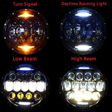 130W Exclusive Blue Projector Lens Brightest 7 inch LED Headlights Amber Turn Signal/DRL Bulbs Kit for Jeep Wrangler JK LJ JKU TJ CJ Sahara Rubicon Freedom Dragon Edition Unlimited Headlamps