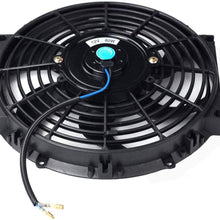 LucaSng 6 Row Radiator Remote Transmission Oil Cooler Aluminum with 10" Black Cooling Fan w/Kit Electric Radiator Cooling 12V 80W Mount Kit