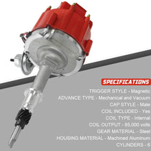 HEI High Performance Ignition Distributor for Jeep Straight 6 232 3.8L 242 4.0L 258 4.2L 65K Coil DIstributor 6 Cylinders with Red Cap