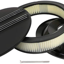 Assault Racing Products A6801-4PBK 14 x 3 Round Partial Polished Finned Top Black Aluminum Air Cleaner Assembly Retro