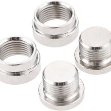 Aupoko O2 Oxygen Sensor Bung and Plug Kits, Stepped Weld Bungs, Universal Thread M18 x 1.5mm, Made by Premium Iron and Chromed(2 Bungs and 2 Plugs)