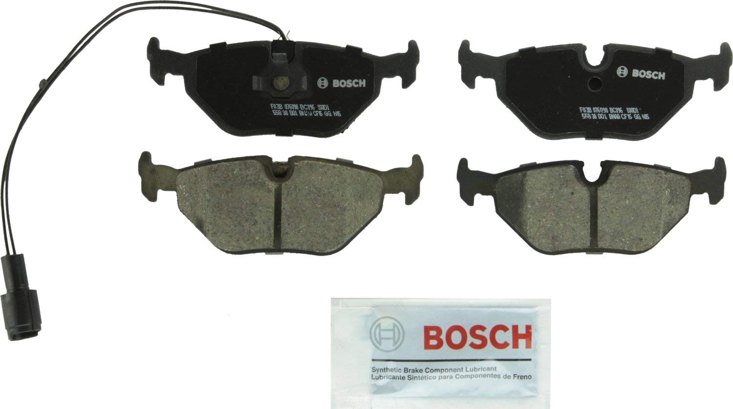 Bosch BC396 QuietCast Premium Ceramic Disc Brake Pad Set For Select BMW 318i, 318is, 320i, 325i, 325is, 328i, 525i, 525iT, 528i, 530i, 535i, 540i, 735i, 735iL, 740i, 740iL, 750iL, M3, M5, Z3; Rear