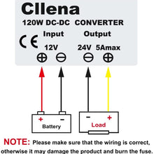Cllena Waterproof DC/DC 12V to 24V Boost Converter 5A 120W Step Up Voltage Regulator Module Car Power Supply Voltage Transformer (Input 10V-16V)