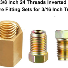 Muhize 18 Pieces 3/8' - 24 Threads Fittings Assortment for 3/16' Brake Line Tube (6 Unions, 12 Nuts)